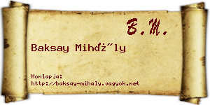 Baksay Mihály névjegykártya